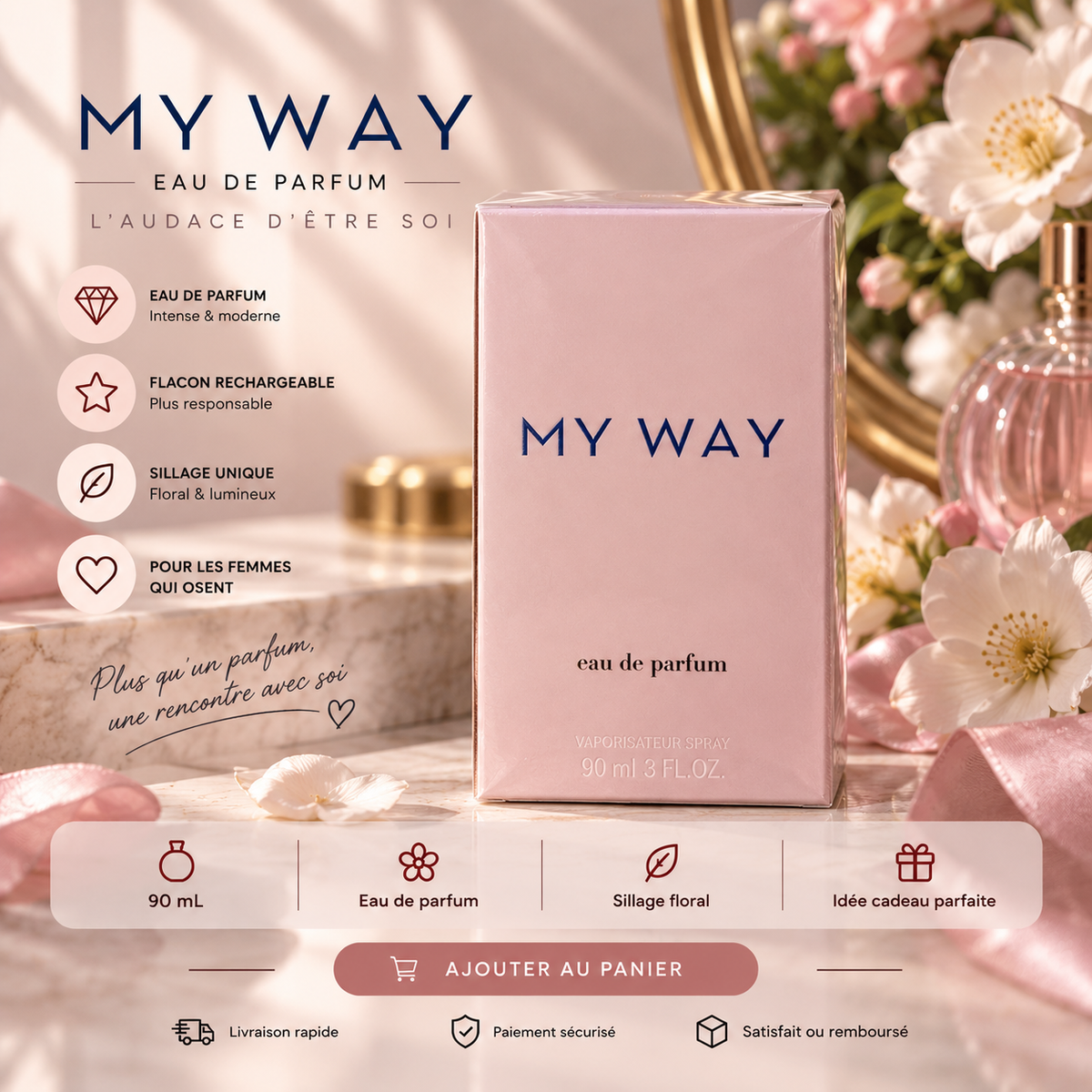 WAY– Eau de Parfum Femme Florale Musquée – 90ml