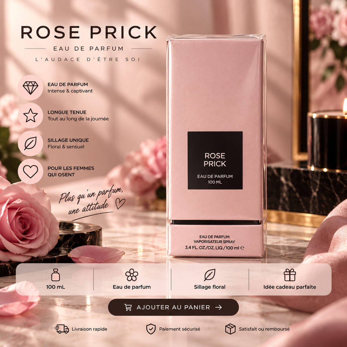 Rose Épineuse – Eau de Parfum Femme Florale Épicée – 100ml