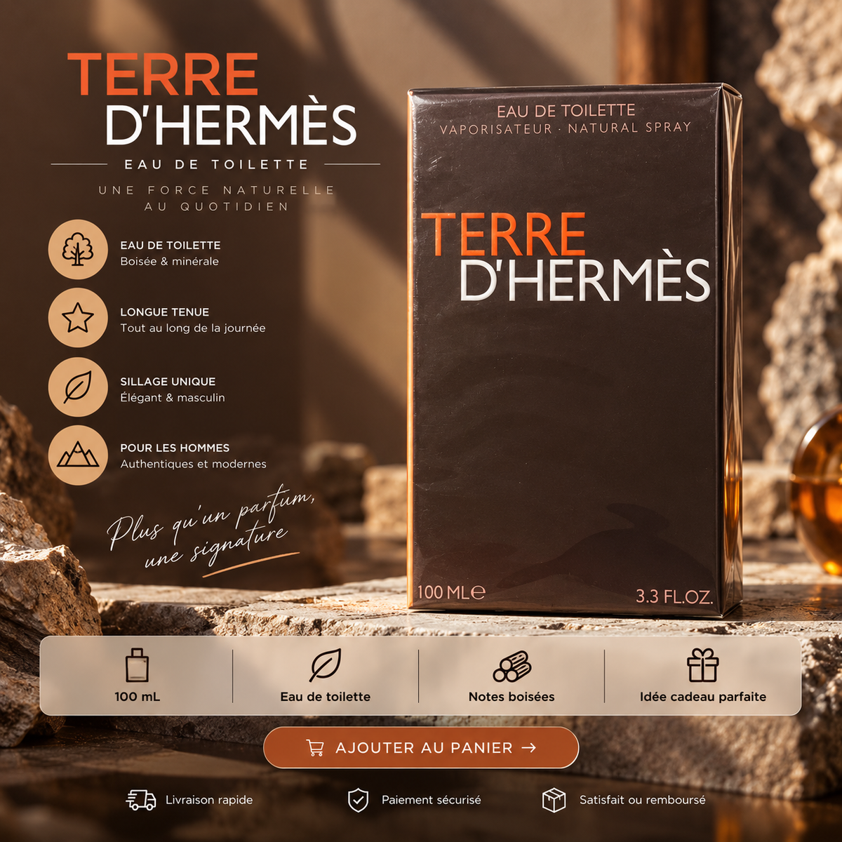 Terre  – Eau de Toilette Homme Boisée Aromatique – 100ml